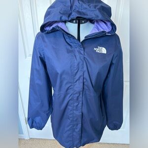 North Face Rain Jacket, Girl's Size XL, Dark Blue and Purple, Great Condition